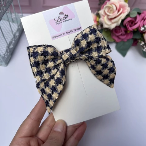 Laço Pied Poule azul marinho