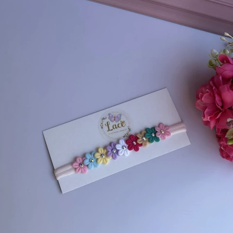 Faixinha Slim Florzinhas arco iris