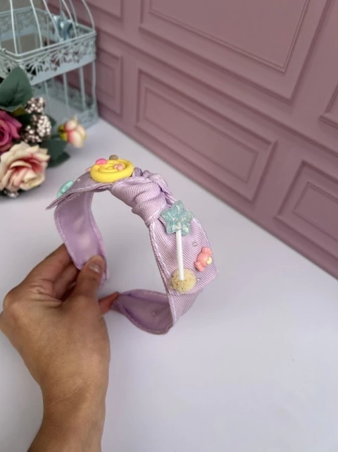 Tiara Turbante Jeans Lilás