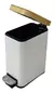 Cesto De Basura Rectangular Acero Tapa Bamboo 5 Litros - comprar online