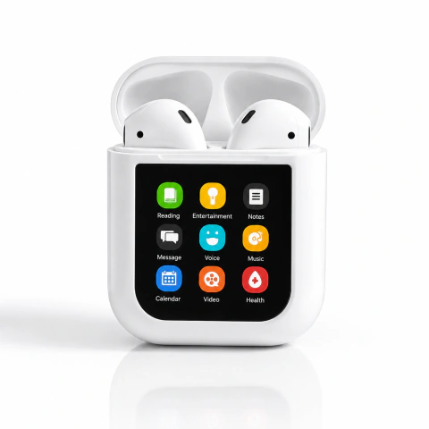 Fone Bluetooth Eletromex J-60 MAX com Tela 1,47”, Bluetooth 5.3, Estojo 300mAh e USB-C