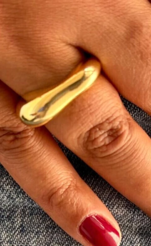 Anel Orgânico Abaulado Banho de Ouro - comprar online