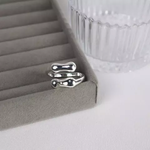 Anel Regulável Orgânico Duplo banho de prata - comprar online