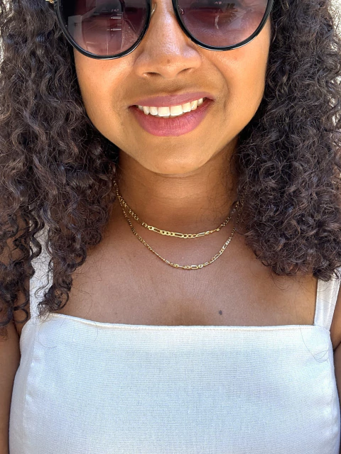 Choker elo com corrente dupla Banho de Ouro - comprar online