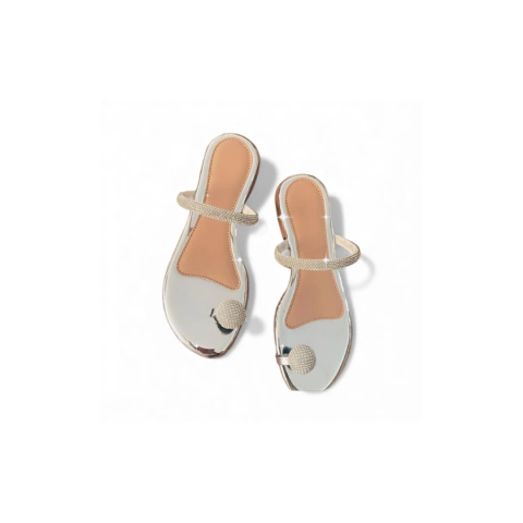 Rasteirinha prata flat com anel de dedo e strass - comprar online