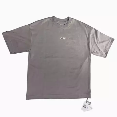 Camiseta Oversized Off White - Cinza