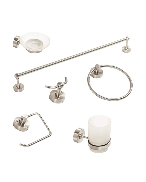 Set accesorios baño 6 piezas acero pulido Steel Peirano 3006SS