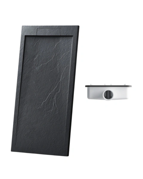 Receptaculo plato de ducha Stonetech resina simil piedra negro con desague 120x70cm Peirano PDU102N