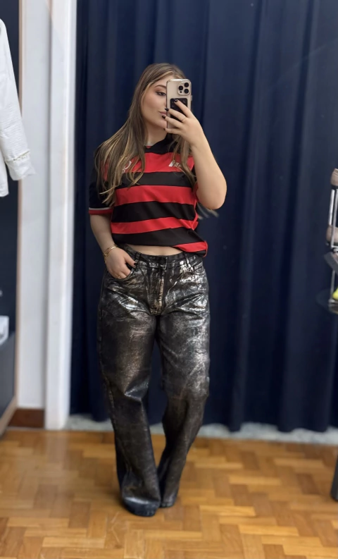 Calça Prateada Lisa - comprar online