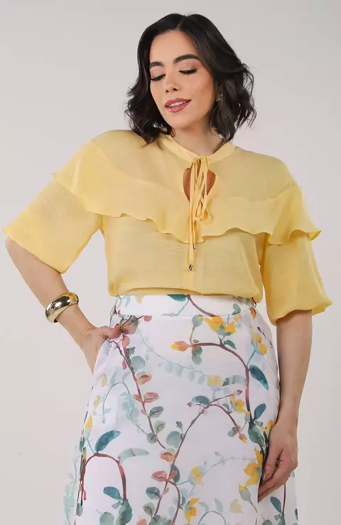 Blusa com Babado - Amarelo - comprar online