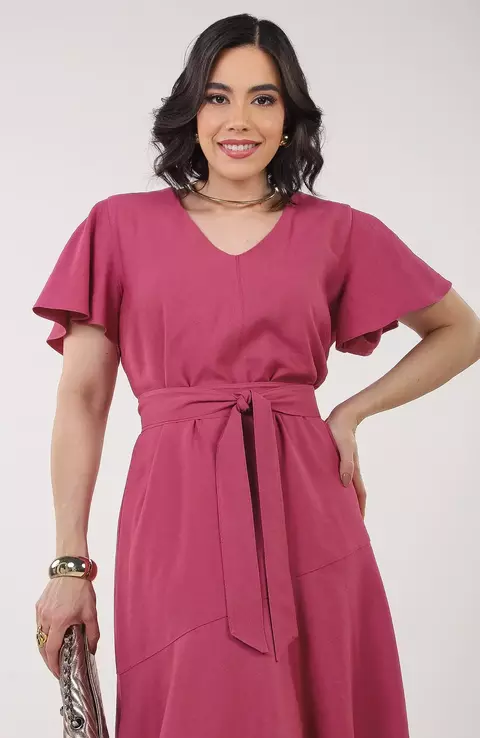 Vestido Marrant com Manga e Faixa - Violeta - comprar online