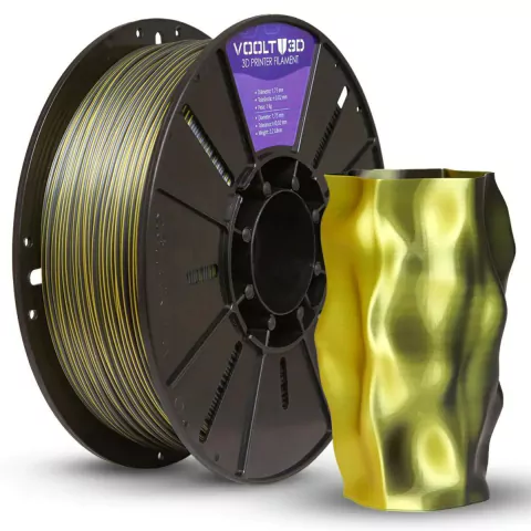 Filamento Voolt3d Pla Vsilk 1kg Duo Color Preto e Dourado - comprar online