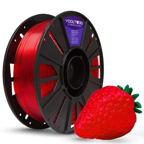 Filamento 3d Voolt3D PETG HF 1kg 1,75mm Cor Vermelho Translúcido - comprar online