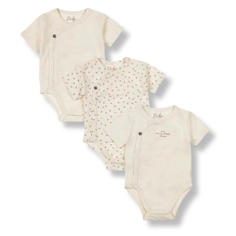 Pack x3 Bodys Cruzados Para Bebés Dirkje Algodón Orgánico
