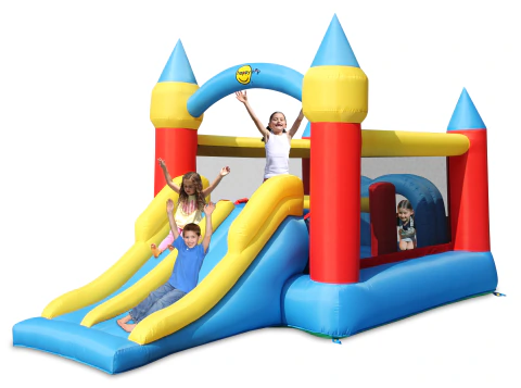 Castillo Inflable Happy Hop Doble Tobogán Soplador 460x250