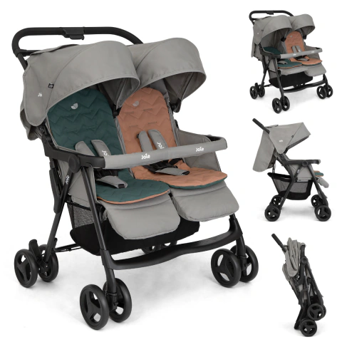 Coche Doble Bebé Mellizos Joie Aire Twin Capota De Lluvia