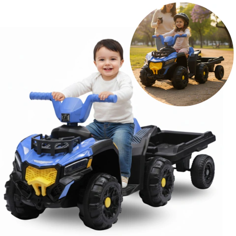 Cuatriciclo Infantil A Bateria De 6V con Acoplado y Motor 380x1 Hasta 25 kg
