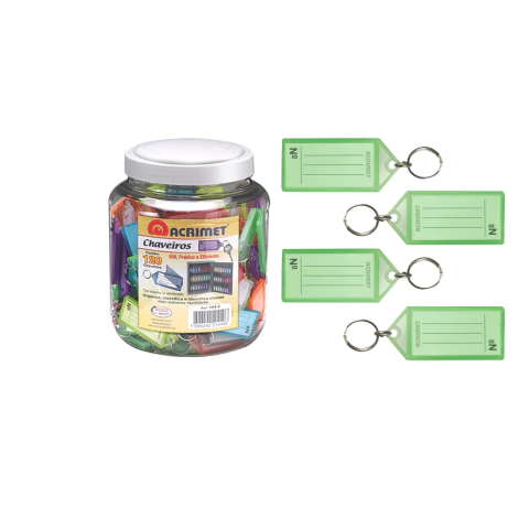 Pote com 120 Chaveiros Plásticos Acrimet Ref. 144 Verde Neon - comprar online