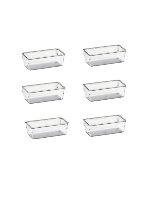 Kit com 6 Organizadores Multiuso Modulares Acrílico Cristal para Gavetas