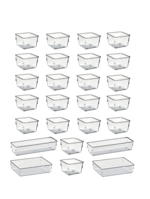 Kit com 26 Organizadores Multiuso Modulares Acrílico para Gavetas, Maquiagem