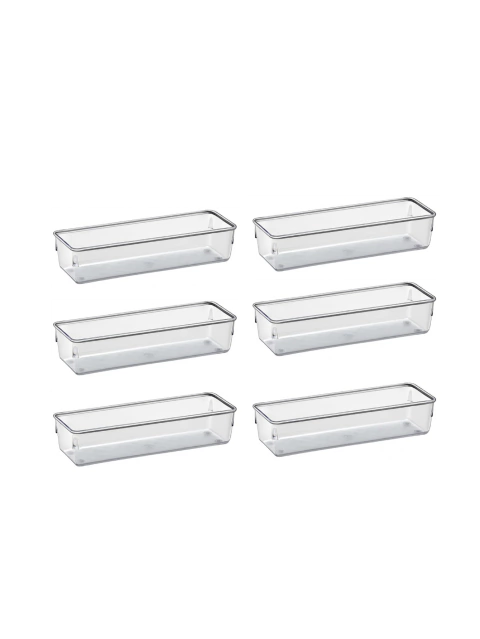 Kit com 6 Organizadores Multiuso Modulares em Acrílico para Gaveta, Maquiagem
