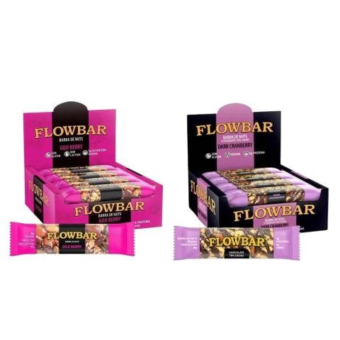 Kit 24 Barrinhas Nuts Goji Berry / Dark Cranberry Flowbar