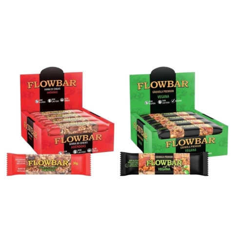 Kit 2 cxs - 24 Barrinhas Cereais Amêndoas e Granola Flowbar