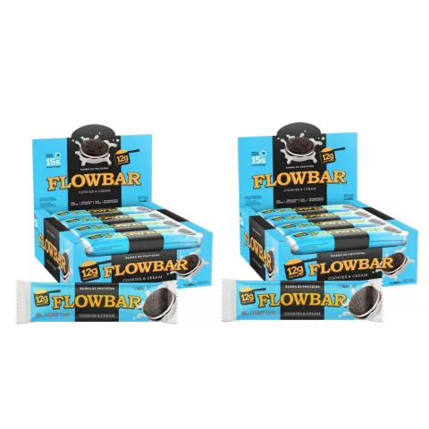 Kit 2 cxs - 24 Barrinhas Proteína Cookies Flowbar