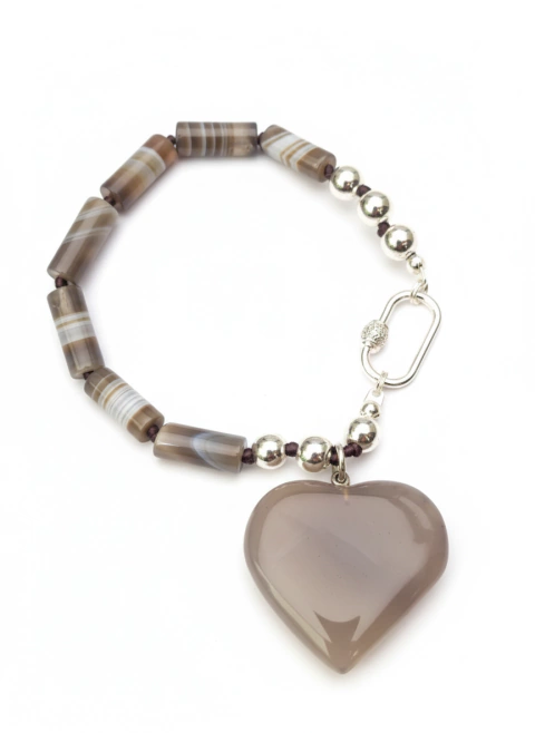 Bag Charm Coração - Ágata marrom - comprar online