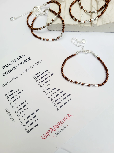 Pulseira Código Morse - Hematita Cobre - TE AMO - comprar online