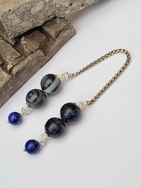 Komboloi de corrente - Terço Grego - Sodalita, Ágata e Lápiz Lazúli - comprar online