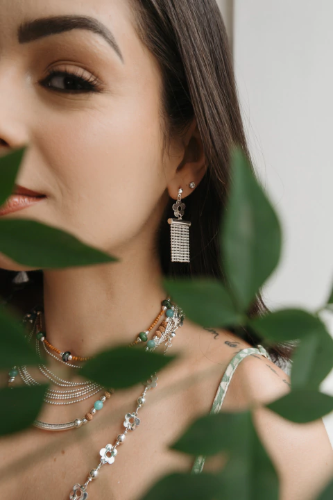 Brinco Franja - Coleção Flower - banhado a Prata 925