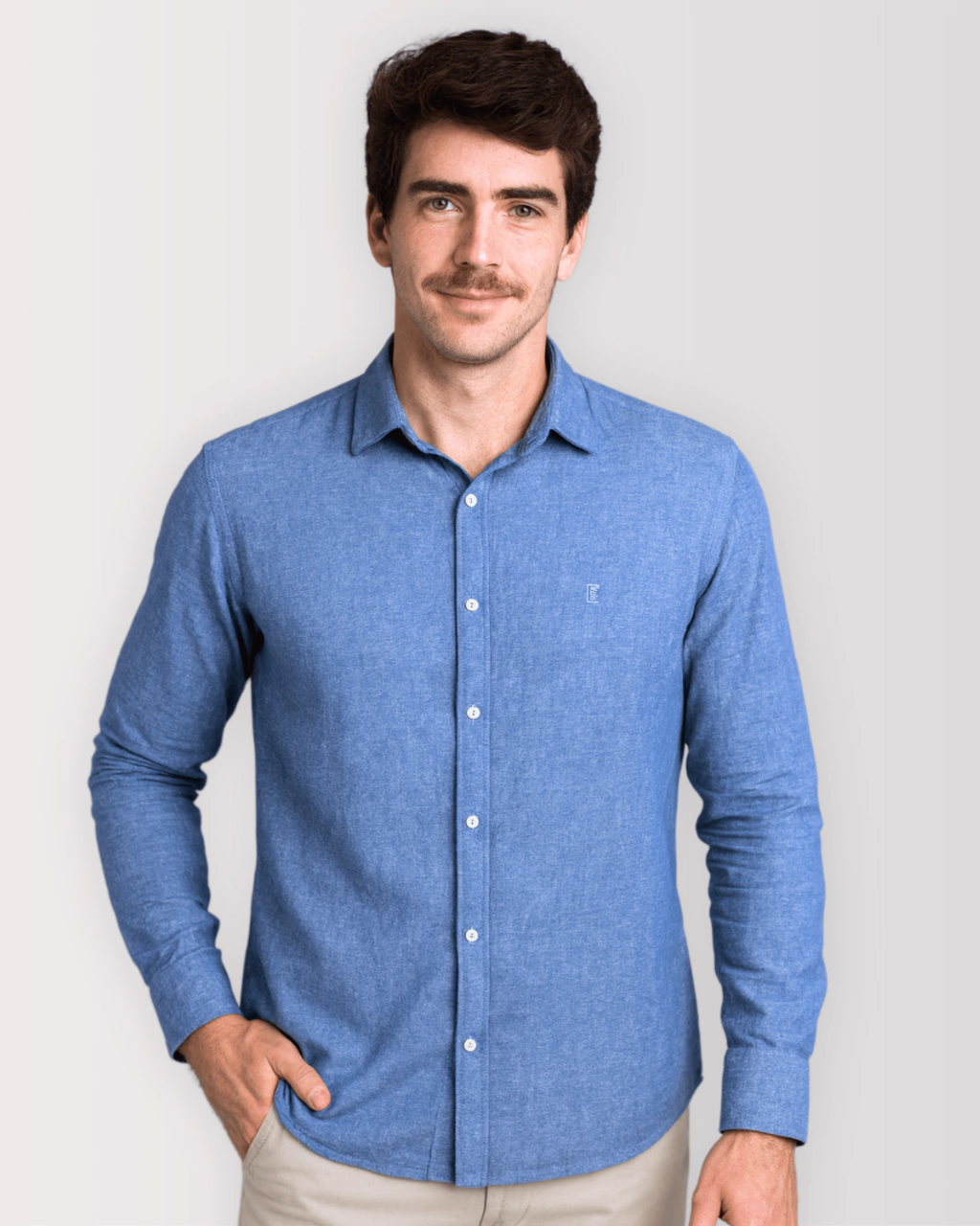 Camisa Linho Slim Fit Azul
