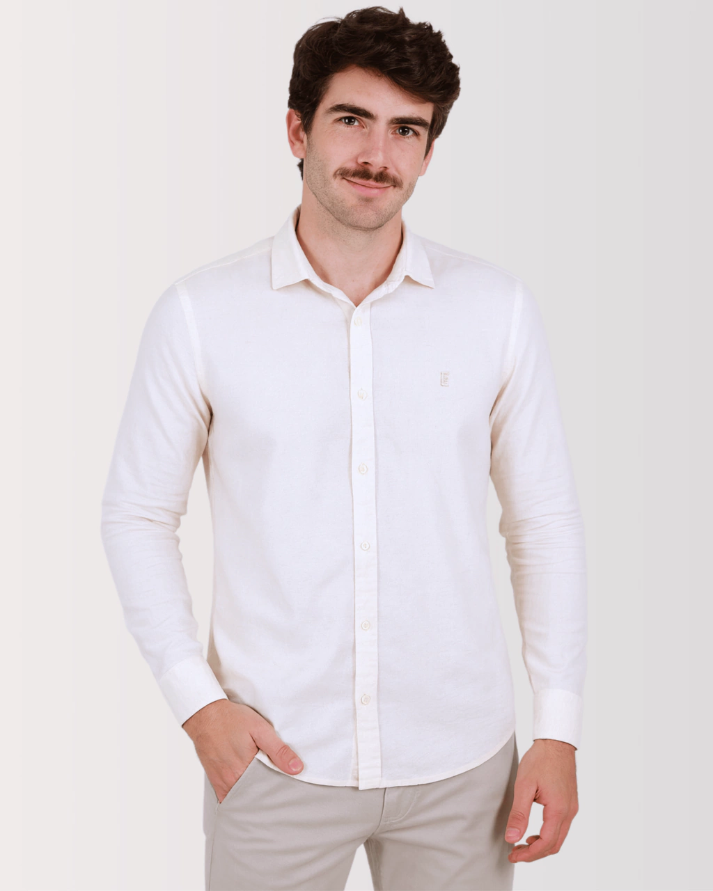 Camisa Linho Slim Fit Bege