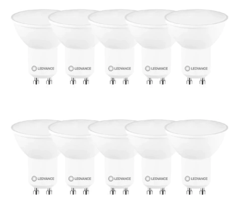 Lámpara Led Dicroica Gu10 10w Cálido/frío Pack x 10u Luz Blanco Cálido - Ledvance (Osram)