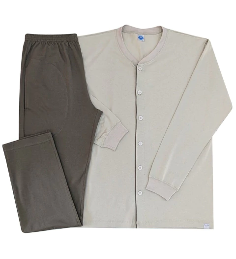 Pijama Longo Masculino Caqui com Botões - comprar online