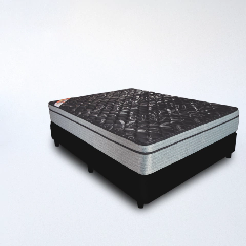 CONJUNTO EQUIS BLACK C/P 2 PLAZAS + BASE 140 X 190 + 2 ALM. - comprar online