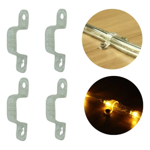 Kit4-presilha Fixação Mangueira Led Chata 3528 6x11mm