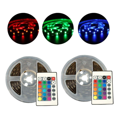 Kit 2 Fita Led 5050 Usb Rgb 5v 2m 30 Leds/m Controle Remoto