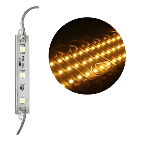 Kit8-módulo 5050 Smd 3 Led Ip65 Branco Quente 12v
