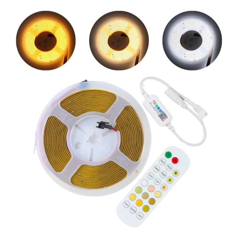 Fita Led Cob 3 Cores 720 Leds 2700~6500k 10w/m 24v Bluetooth