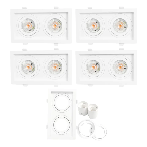 Kit 4 Spot Duplo Embutido Recuado 2 Par20 Cor Branca E27