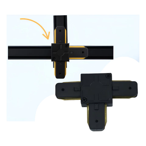 Kit 2 Conector Emenda T P/ Trilho Eletrificado Preto