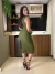 Vestido mídi sem manga - Verde Oliva - loja online