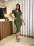 Vestido mídi com manga e gola V - Verde Oliva na internet