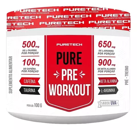 Pure Pre Workout - 100g, Sabor UVA - Puretech