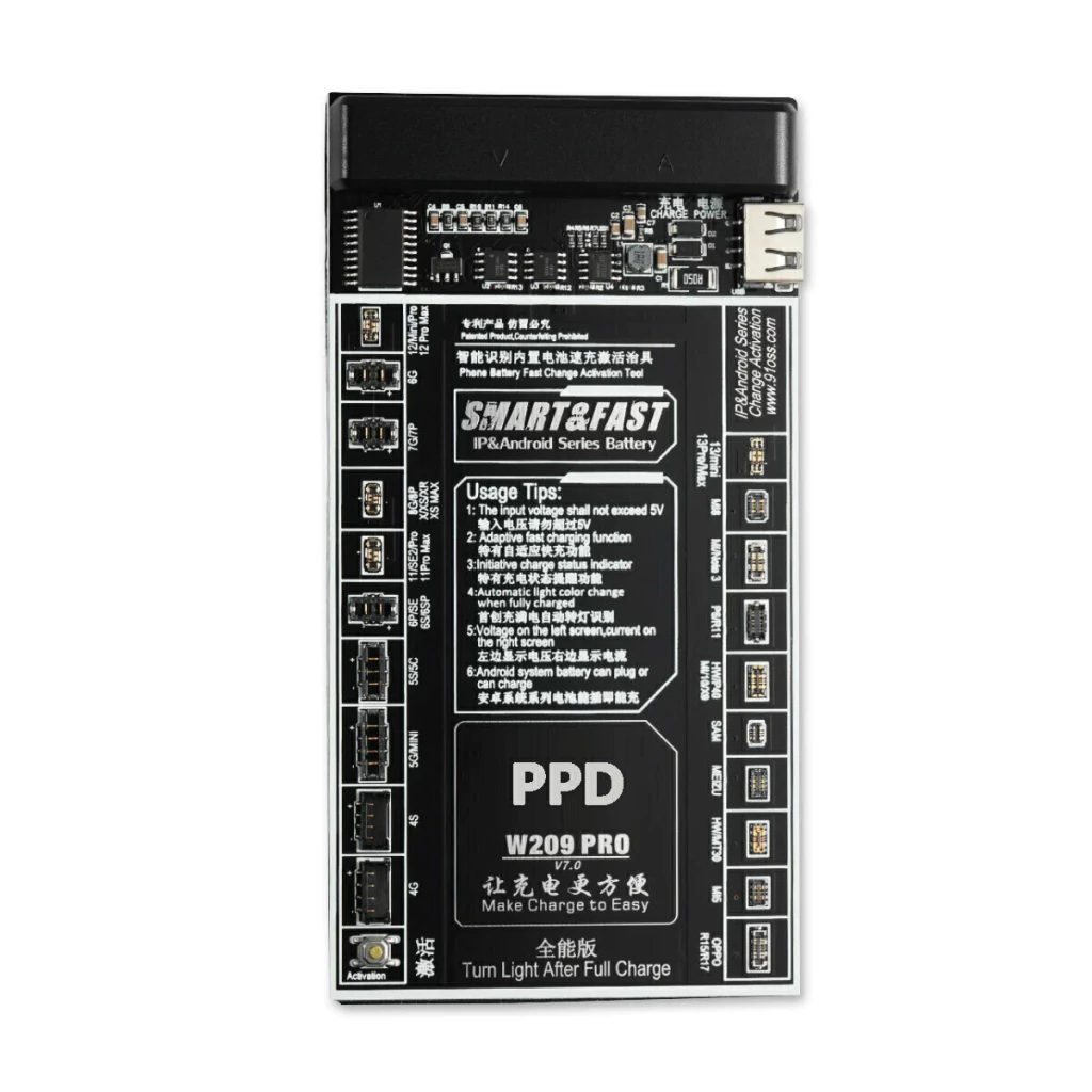 Placa reativadora de bateria Android e iPhone W209 Pro V9
