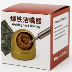 Esponja metálica com suporte para limpeza ferro de solda - imagem 2