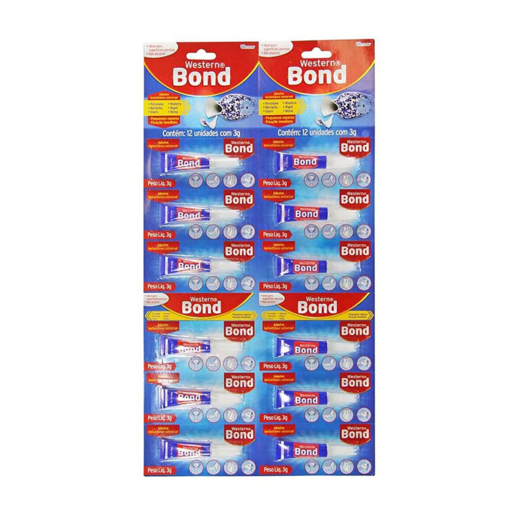 Super Cola Instantânea Western Bond Cartela C/ 12 Unidades