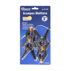 Jogo de 4 grampos multiuso com mola 3" - Western - imagem 2